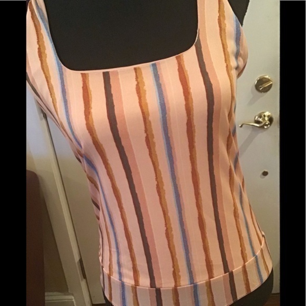 BCBGeneration Multicolored Peach/Gray/Rust Bodysuit Size M